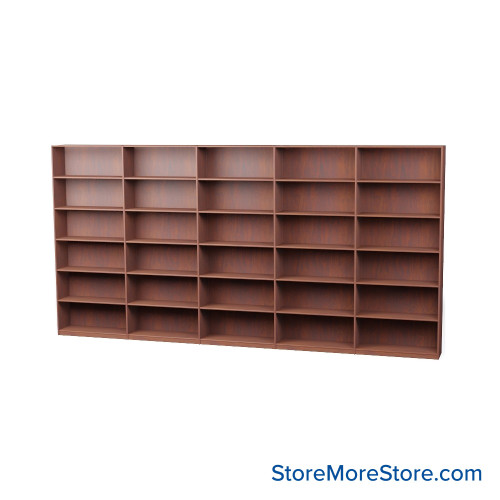 Wood Bookcase Shelves, 181" W x 12" D x 84" H, Single-Side Shelving, Without Casters